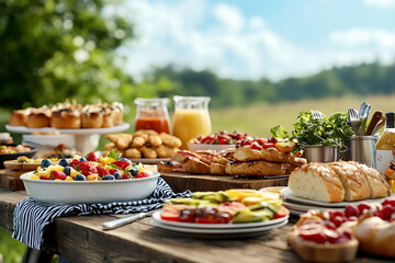 Celebrate united states independence day with a festive picnic table featuring american-themed food