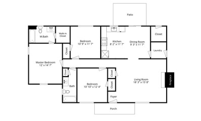 3 bedroom floor plan 2D