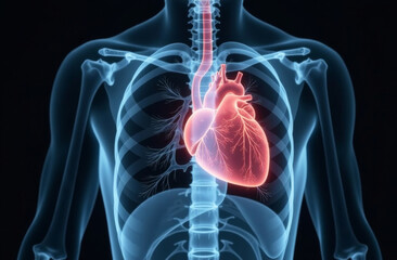 X-ray of a person with a heart.
