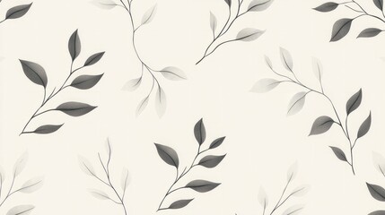 A minimalist vector seamless pattern with elegant lines and simple botanical motifs