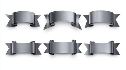 Grey Ribbon Banner Mockup: Blank Template for Design