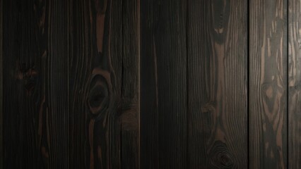 Dark wooden planks close-up with vertical planks and smooth grain texture