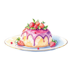 Watercolor illustration of a Princess cake on a transparent background, PNG file. PNG element. Suitable for artwork design.