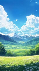 Fototapeta premium A beautiful mountain landscape with a clear blue sky