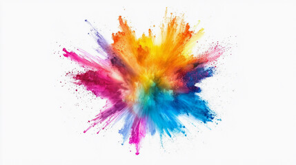 Colorful explosion of paint against a white background