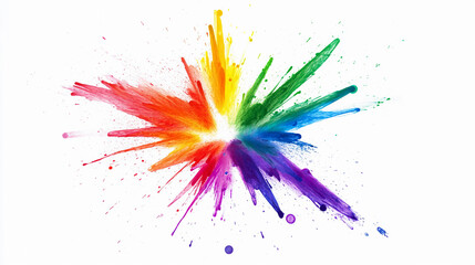 Colorful explosion of paint splatter in vibrant rainbow hues