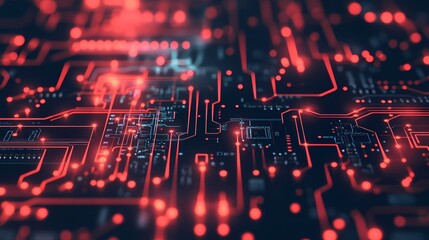 Dynamic texture of microchip circuits, highlighted by a metallic sheen, offering a high-tech, futuristic backdrop for multiple uses