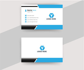 Modern business card design . double sided business card design template . blue business card vector design.