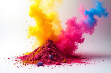Holi colors, splash. Hindu festival that marks the arrival of spring and is celebrated with a splash of colors.