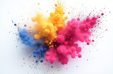 Holi colors, splash. Hindu festival that marks the arrival of spring and is celebrated with a splash of colors.