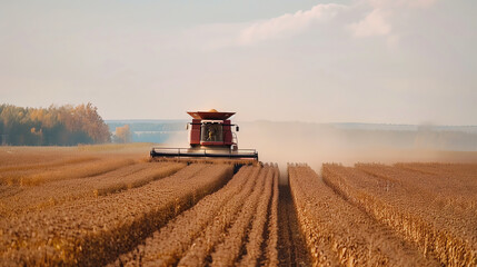 Obraz premium combine harvester working on a field