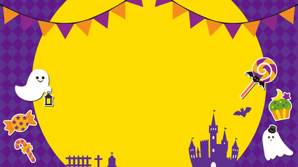 おばけとお菓子のハロウィンバナー背景_フルHDサイズ_16.9