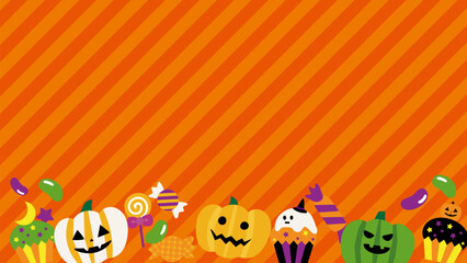 カボチャとお菓子のハロウィンバナー背景_フルHDサイズ_16.9