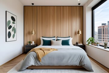 Modern high-rise apartment interior design with window