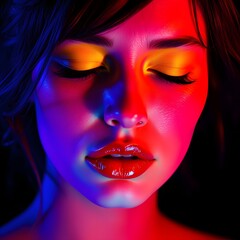 Vibrant Neon Portrait with Dramatic Lighting