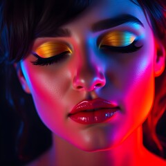 Vibrant Neon Portrait with Dramatic Lighting