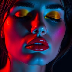 Vibrant Neon Portrait with Dramatic Lighting