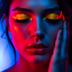 Vibrant Neon Portrait with Dramatic Lighting