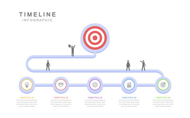 Business road map timeline infographic concept. with icons and 5 options, workflow layout, diagram, report, web design. Creative, vector, illustration.