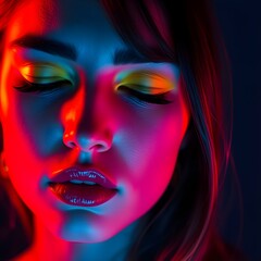 Vibrant Neon Portrait with Dramatic Lighting