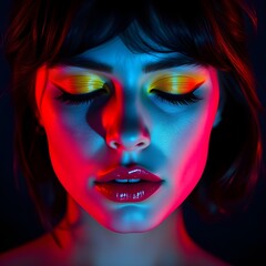 Vibrant Neon Portrait with Dramatic Lighting