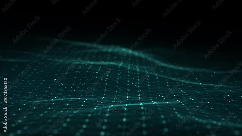 Aufkleber dynamic blue wave of particles and lines. abstract futuristic background. big data visualization. 3d