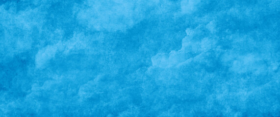 Blue texture vector background with sky and clouds for cover design, flyer, poster, banner. Christmas backdrop. Blue winter grunge illustration. Hand-drawn painted watercolor textured background