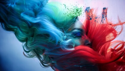 The artist's mastery of light and shadow brings the painting to life, Blue Green Red- Drake&rsquo;s Reflections on Success, Emotional Costs, and Modern brackground