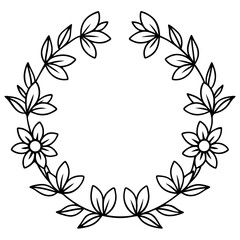 Floral Wreath: Elegant Circle of Blooms & Leaves for Logos & Invitations – Vector Illustration