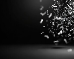Naklejka premium A visual representation of floating numeric symbols in a dark space, creating a dynamic digital atmosphere.