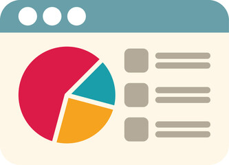 Website window displaying a pie chart and data, illustrating digital marketing analytics