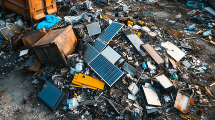 Problem związany z utylizacją starych paneli słonecznych, kt&oacute;ry uwypukla wyzwania ekologiczne związane z odpadem w sektorze energii odnawialnej.