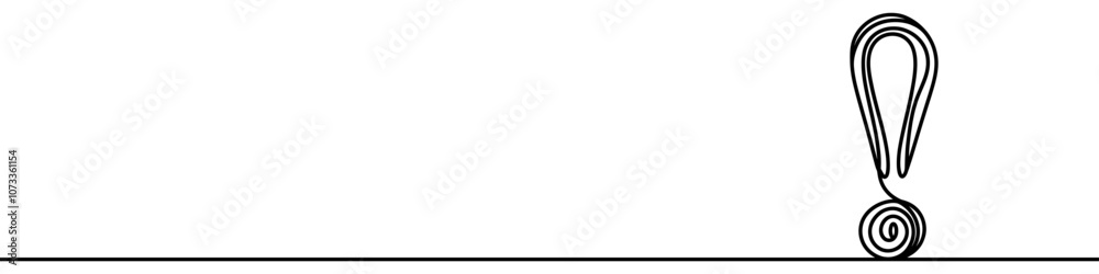Sticker continuous linear drawing of exclamation mark. one line drawing exclamation mark. exclamation mark i