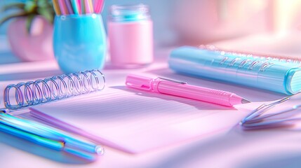 Create an inspiring workspace with stylish stationery and vibrant colorful accessories