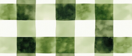 Fototapeta premium Shades of green in a plaid watercolor pattern, soft textured background, natural and harmonious design