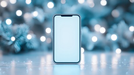 Showcase your creativity with a blank smartphone screen set against a soft bokeh background