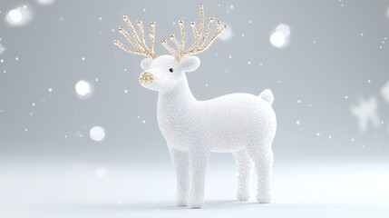 Obraz premium Sparkling white reindeer figurine enhances holiday decor with magical touch and elegance