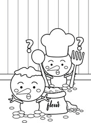 Cute Snowman Character Christmas Cartoon Coloring Holiday Activity for Kids and Adult