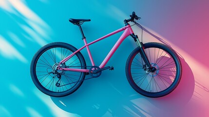 Fototapeta premium Explore the thrilling experience of riding a stylish pink mountain bike on vibrant backgrounds