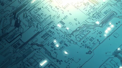 Fototapeta premium Intricate design of interconnected microchips and circuits, forming a seamless abstract texture suitable for tech-related backgrounds, website designs, or banners