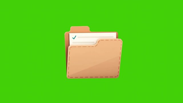 4k yellow folder with documents isolated on green screen