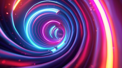 Obraz premium Colorful swirl elements with neon led illumination. Abstract futuristic background.
