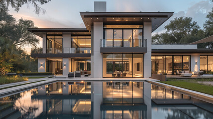 Fototapeta premium A two-story modern house Style modern 