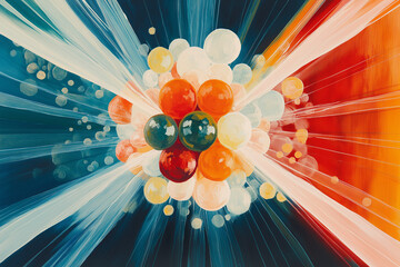 Illustration of atomic particles around a nucleus