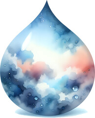Obraz premium Cosmic Droplet: The Universe Within Water on Transparent background