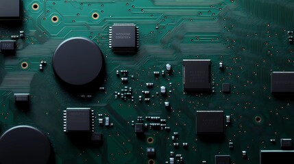 Fototapeta premium Digital microchip texture background, showcasing a network of circuits and connections, perfect for illustrating tech, data science, or futuristic concepts