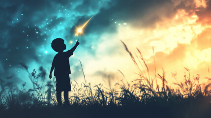 children day background kids silhouette happy and playing