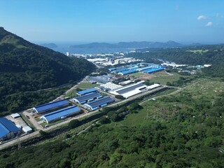 Industrial buildings in the valley and sea