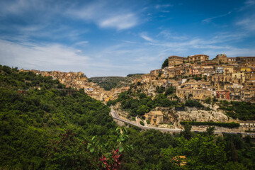 Panoramic view on Ragusa city. Sicily island, Italy. June 2023