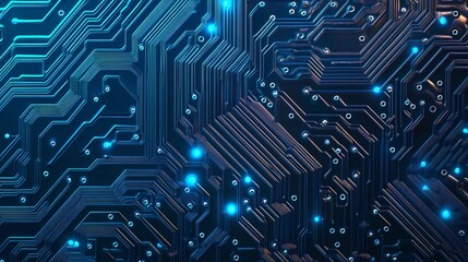 Obraz premium High-resolution microchip texture, displaying a pattern of interconnected circuits, creating an abstract tech-themed backdrop for presentations, ads, or posters